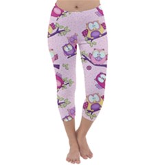 Owls Bird Animal Pattern Capri Winter Leggings 