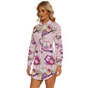 Owls Bird Animal Pattern Womens Long Sleeve Shirt Dress View2