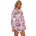 Owls Bird Animal Pattern Womens Long Sleeve Shirt Dress View3