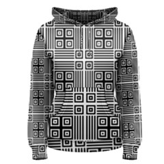 Squares Inside Background Checkered Contemporary Effect Electronic Futuristic Graphic Illusion Modern Women s Pullover Hoodie by Loisa77