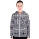 Squares Inside Background Checkered Contemporary Effect Electronic Futuristic Graphic Illusion Modern Women s Zipper Hoodie View1