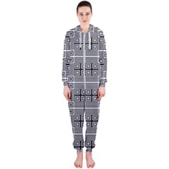 Squares Inside Background Checkered Contemporary Effect Electronic Futuristic Graphic Illusion Modern Hooded Jumpsuit (ladies)