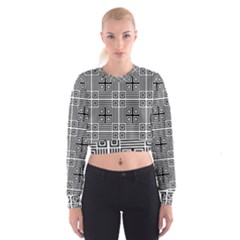 Squares Inside Background Checkered Contemporary Effect Electronic Futuristic Graphic Illusion Modern Cropped Sweatshirt