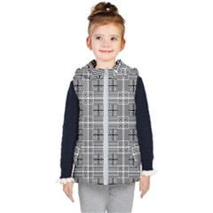 Squares Inside Background Checkered Contemporary Effect Electronic Futuristic Graphic Illusion Modern Kids  Hooded Puffer Vest by Loisa77