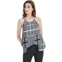 Squares Inside Background Checkered Contemporary Effect Electronic Futuristic Graphic Illusion Modern Flowy Camisole Tank Top by Loisa77