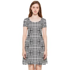 Squares Inside Background Checkered Contemporary Effect Electronic Futuristic Graphic Illusion Modern Inside Out Cap Sleeve Dress by Loisa77