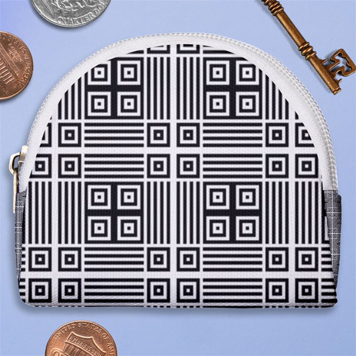 Squares Inside Background Checkered Contemporary Effect Electronic Futuristic Graphic Illusion Modern Horseshoe Style Canvas Pouch