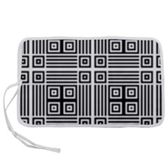 Squares Inside Background Checkered Contemporary Effect Electronic Futuristic Graphic Illusion Modern Pen Storage Case (m) by Loisa77