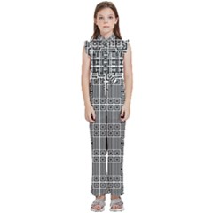 Squares Inside Background Checkered Contemporary Effect Electronic Futuristic Graphic Illusion Modern Kids  Sleeveless Ruffle Edge Band Collar Chiffon One Piece by Loisa77