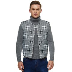 Squares Inside Background Checkered Contemporary Effect Electronic Futuristic Graphic Illusion Modern Men s Button Up Puffer Vest	