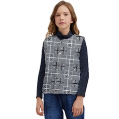 Squares Inside Background Checkered Contemporary Effect Electronic Futuristic Graphic Illusion Modern Kid s Button Up Puffer Vest	