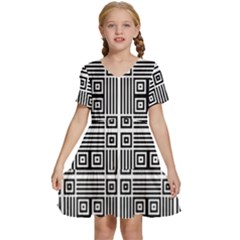 Squares Inside Background Checkered Contemporary Effect Electronic Futuristic Graphic Illusion Modern Kids  Short Sleeve Tiered Mini Dress by Loisa77