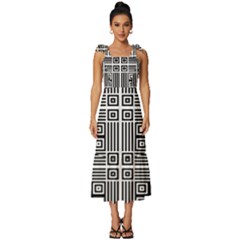 Squares Inside Background Checkered Contemporary Effect Electronic Futuristic Graphic Illusion Modern Tie-strap Tiered Midi Chiffon Dress by Loisa77