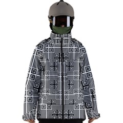 Squares Inside Background Checkered Contemporary Effect Electronic Futuristic Graphic Illusion Modern Men s Zip Ski And Snowboard Waterproof Breathable Jacket by Loisa77