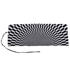 Circles Checkered Abstract Abstraction Art Roll Up Canvas Pencil Holder (s) by Loisa77