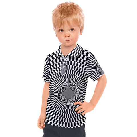 Circles Checkered Abstract Abstraction Art Kids  Polo T-shirt by Loisa77