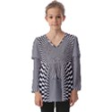 Circles Checkered Abstract Abstraction Art Kids  V Neck Casual Top View1