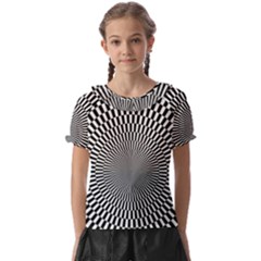 Circles Checkered Abstract Abstraction Art Kids  Frill Chiffon Blouse by Loisa77