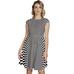 Circles Checkered Abstract Abstraction Art Cap Sleeve High Waist Dress by Loisa77