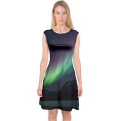 Aurora Borealis Beautiful Northern Lights Nature Capsleeve Midi Dress by Loisa77