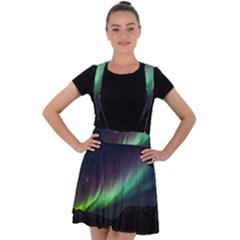 Aurora Borealis Beautiful Northern Lights Nature Velvet Suspender Skater Skirt by Loisa77