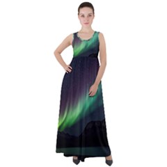 Aurora Borealis Beautiful Northern Lights Nature Empire Waist Velour Maxi Dress by Loisa77