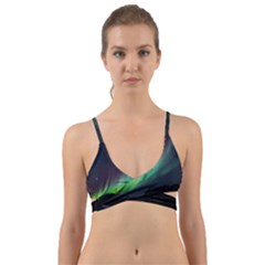 Aurora Borealis Beautiful Northern Lights Nature Wrap Around Bikini Top by Loisa77