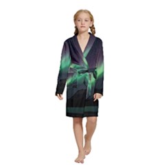 Aurora Borealis Beautiful Northern Lights Nature Kids  Long Sleeve Velvet Lounge Robe by Loisa77