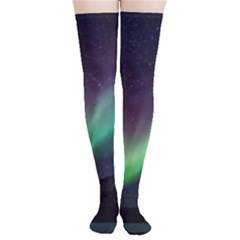 Aurora Borealis Beautiful Northern Lights Nature Thigh High Stockings by Loisa77