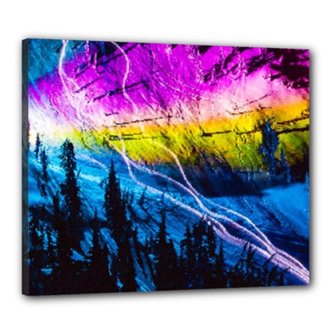 Night Skiing Colored Dead Grateful Lights Mountain Canvas 24  X 20  (stretched) by Loisa77