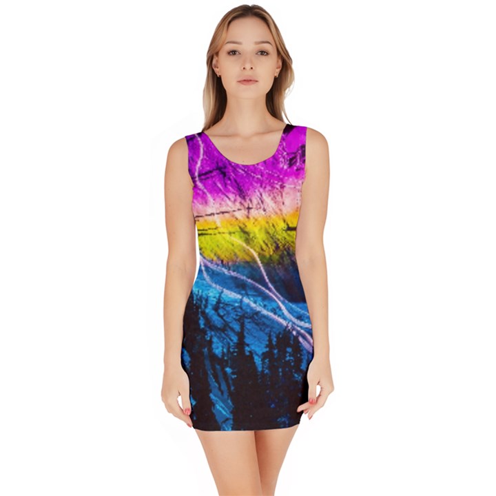 Night Skiing Colored Dead Grateful Lights Mountain Bodycon Dress