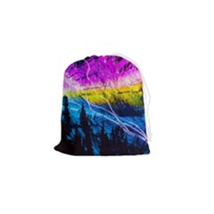 Night Skiing Colored Dead Grateful Lights Mountain Drawstring Pouch (small) by Loisa77