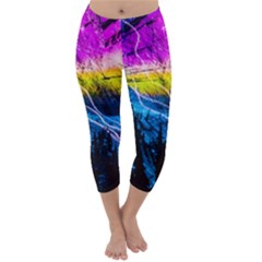 Night Skiing Colored Dead Grateful Lights Mountain Capri Winter Leggings 