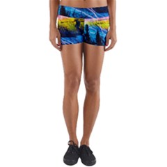 Night Skiing Colored Dead Grateful Lights Mountain Yoga Shorts by Loisa77