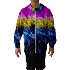 Night Skiing Colored Dead Grateful Lights Mountain Kids  Hooded Windbreaker