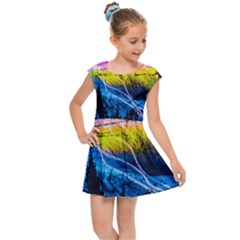 Night Skiing Colored Dead Grateful Lights Mountain Kids  Cap Sleeve Dress by Loisa77