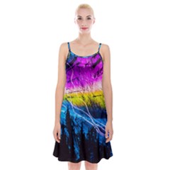 Night Skiing Colored Dead Grateful Lights Mountain Spaghetti Strap Velvet Dress