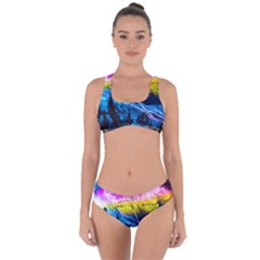 Night Skiing Colored Dead Grateful Lights Mountain Criss Cross Bikini Set by Loisa77