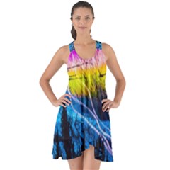 Night Skiing Colored Dead Grateful Lights Mountain Show Some Back Chiffon Dress by Loisa77