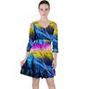 Night Skiing Colored Dead Grateful Lights Mountain Quarter Sleeve Ruffle Waist Dress View1