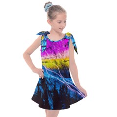 Night Skiing Colored Dead Grateful Lights Mountain Kids  Tie Up Tunic Dress by Loisa77