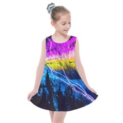 Night Skiing Colored Dead Grateful Lights Mountain Kids  Summer Dress by Loisa77