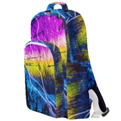 Night Skiing Colored Dead Grateful Lights Mountain Double Compartment Backpack by Loisa77