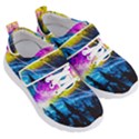 Night Skiing Colored Dead Grateful Lights Mountain Kids  Velcro Strap Shoes View3