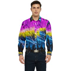 Night Skiing Colored Dead Grateful Lights Mountain Men s Long Sleeve Pocket Shirt  by Loisa77