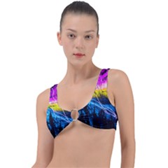 Night Skiing Colored Dead Grateful Lights Mountain Ring Detail Bikini Top by Loisa77