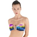 Night Skiing Colored Dead Grateful Lights Mountain Twist Bandeau Bikini Top View1