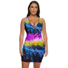 Night Skiing Colored Dead Grateful Lights Mountain Draped Bodycon Dress by Loisa77