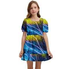 Night Skiing Colored Dead Grateful Lights Mountain Kids  Short Sleeve Dolly Dress by Loisa77