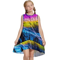 Night Skiing Colored Dead Grateful Lights Mountain Kids  Frill Swing Dress by Loisa77